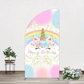 Lofaris Cute Unicorn Rainbow Glitter Birthday Half Moon Arch Backdrop